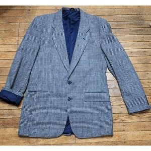 Oakbrook SportsJacket Blue Houndstooth overcoat 100% Wool Size 40